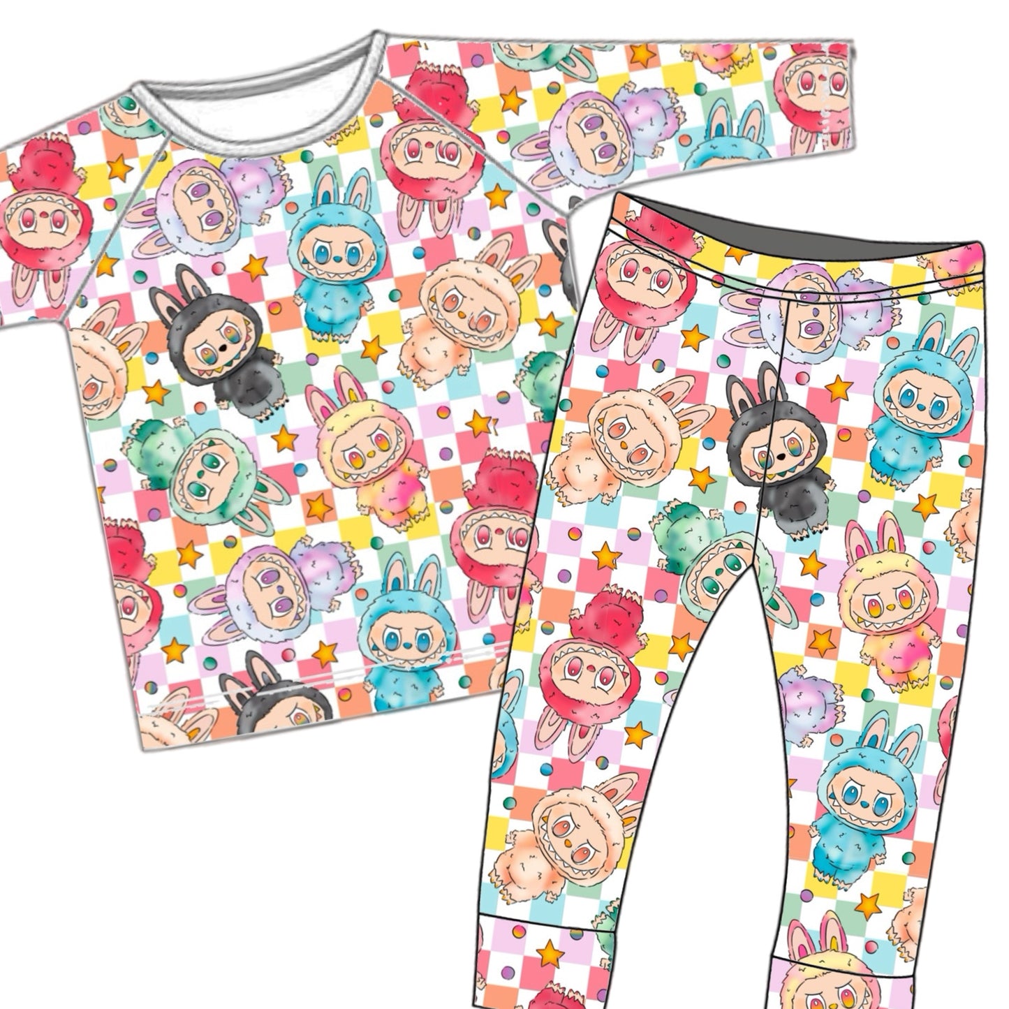 Rainbow Fluffy Monster Ribbed Jammies