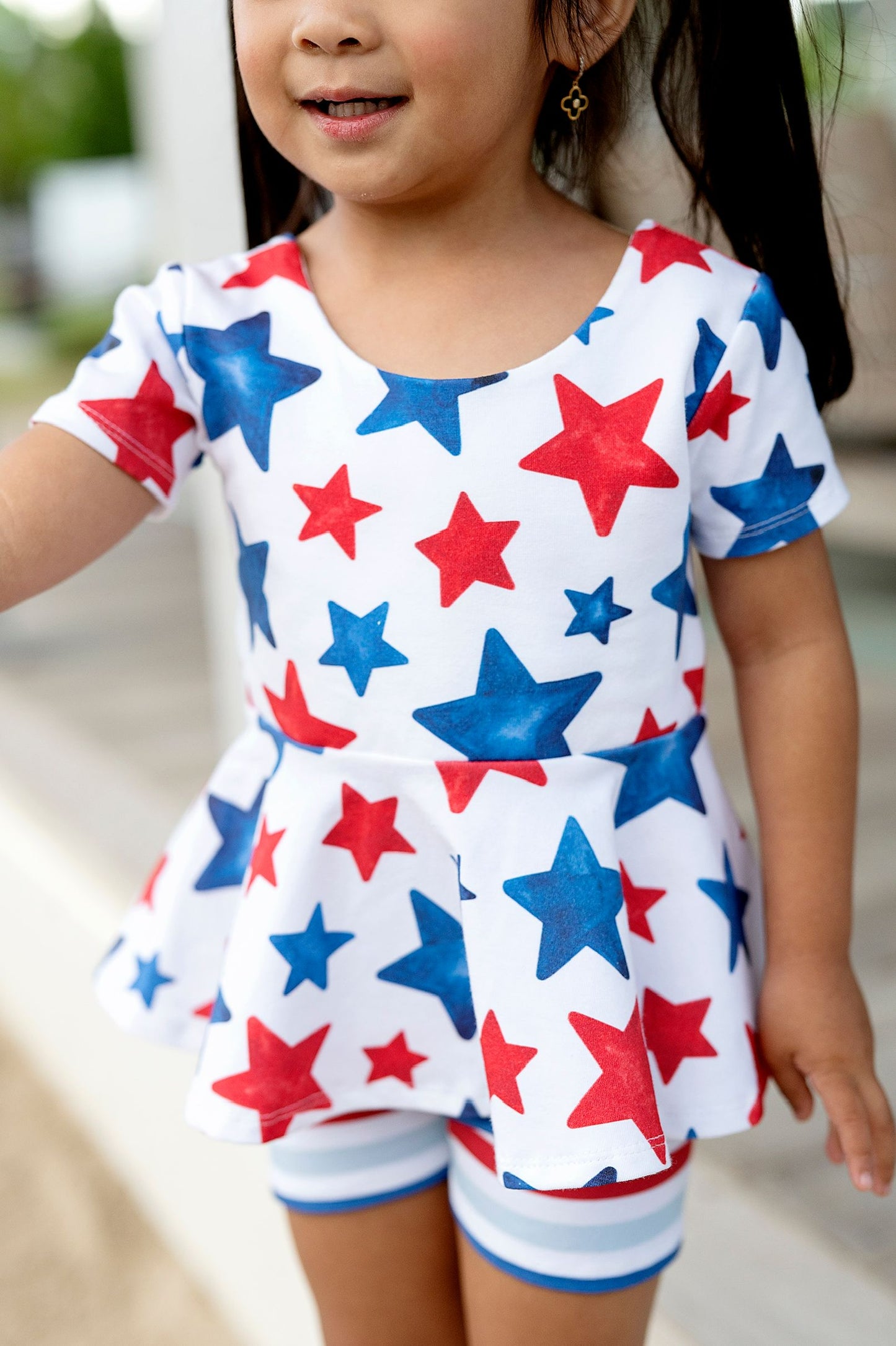 Patriotic Stars Peplum Top OR Dress
