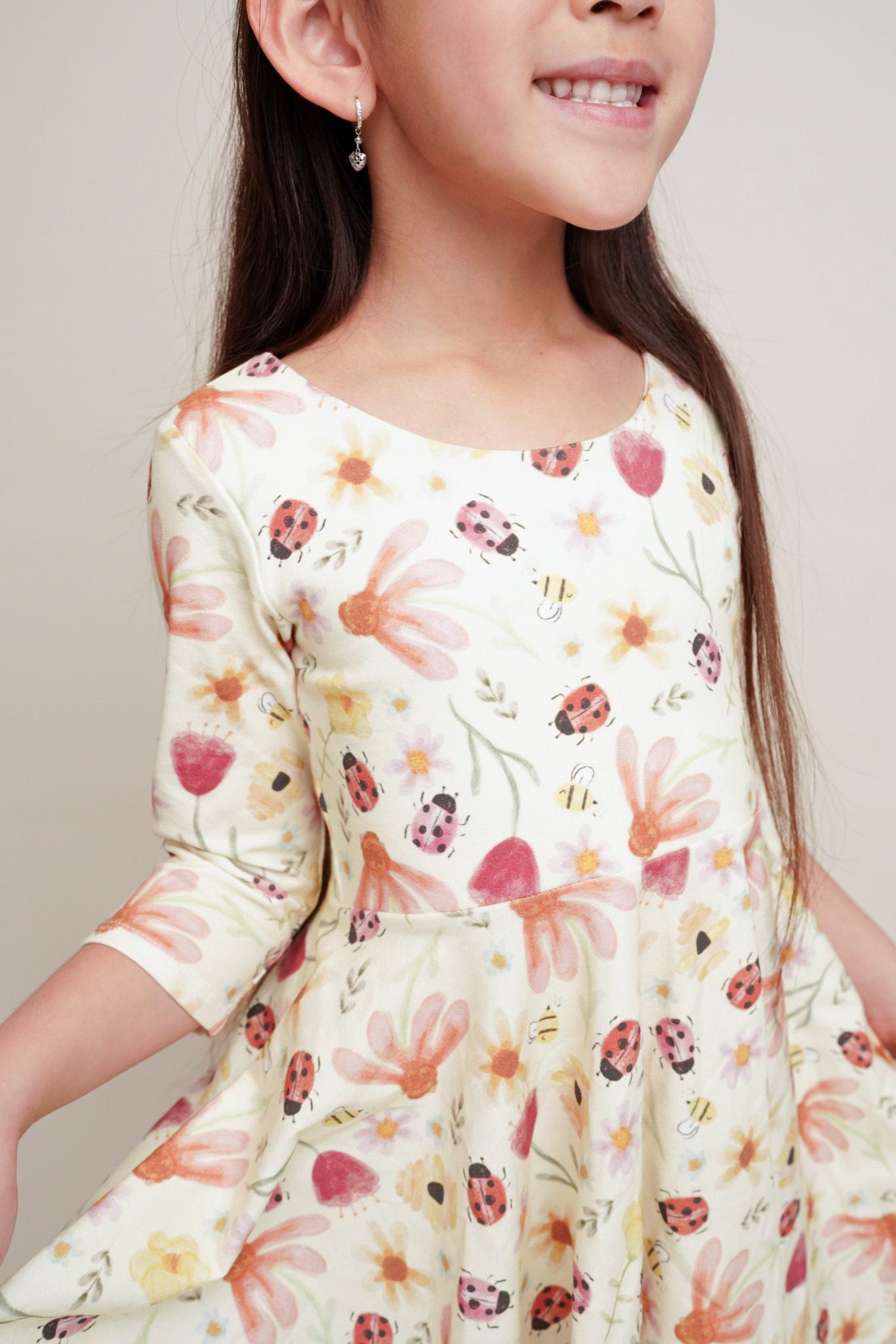 Floral Ladybug Peplum Top OR Dress