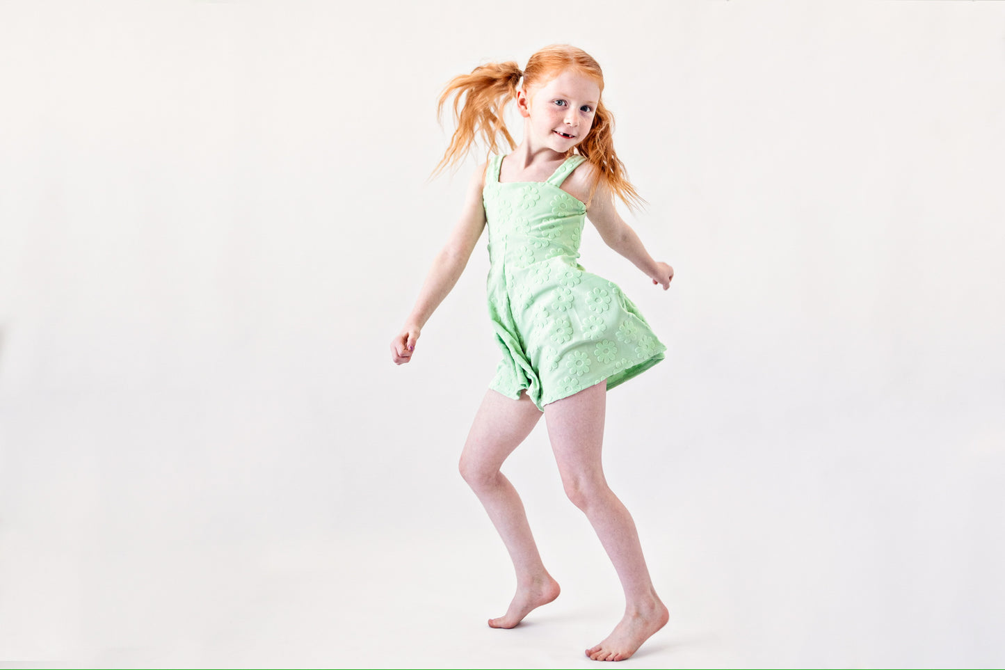Lime Daisy Terry Romper