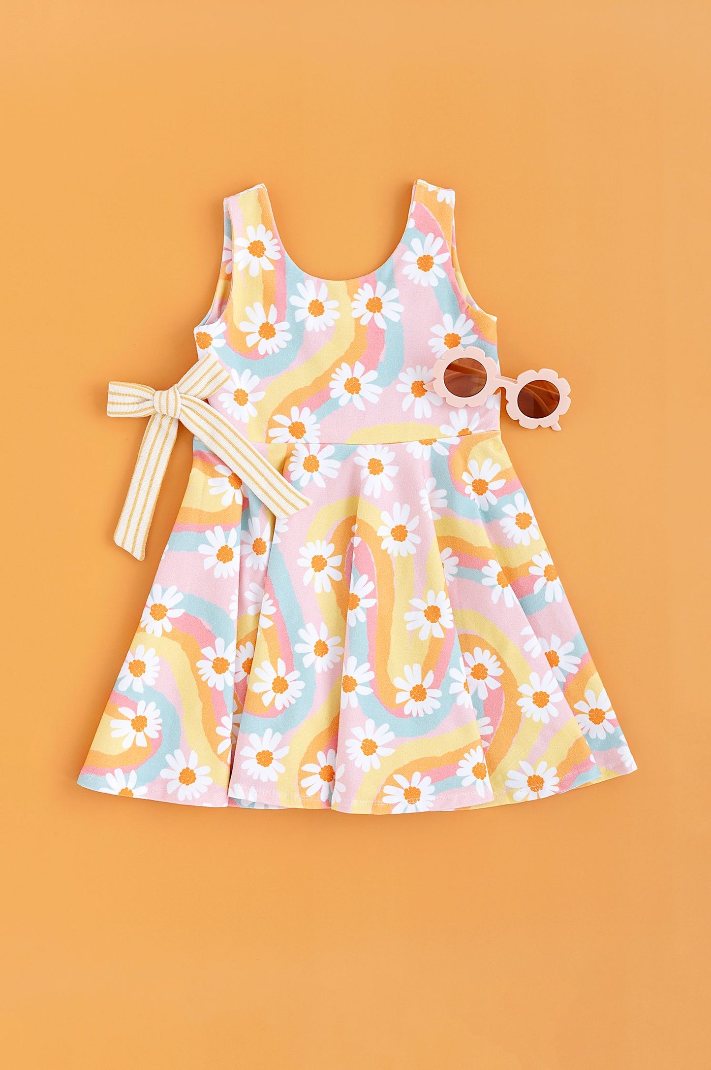 Retro Rainbow Floral Peplum Top OR Dress