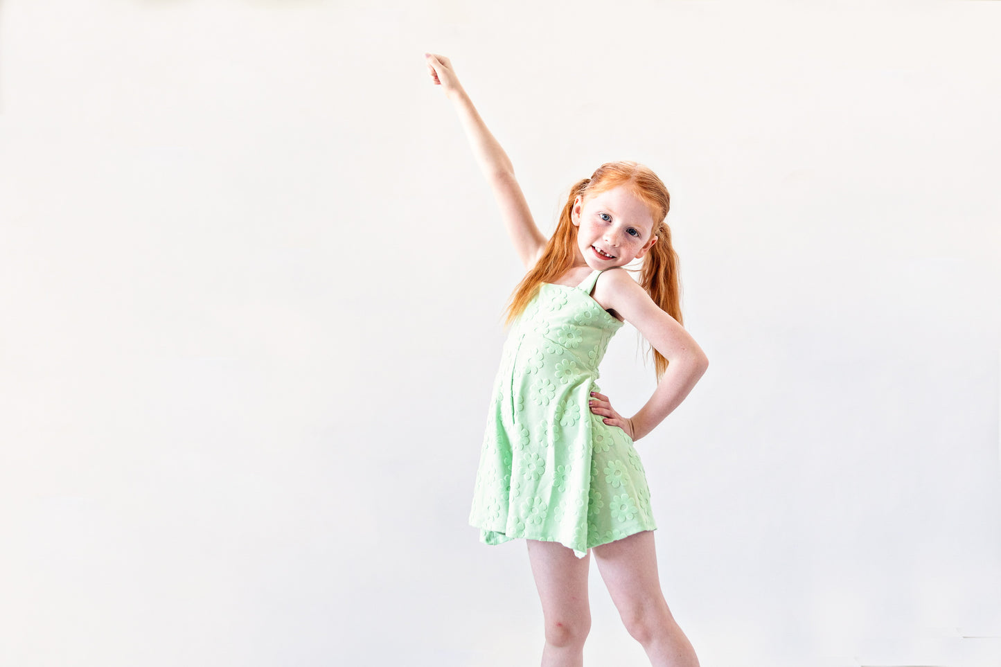Lime Daisy Terry Romper