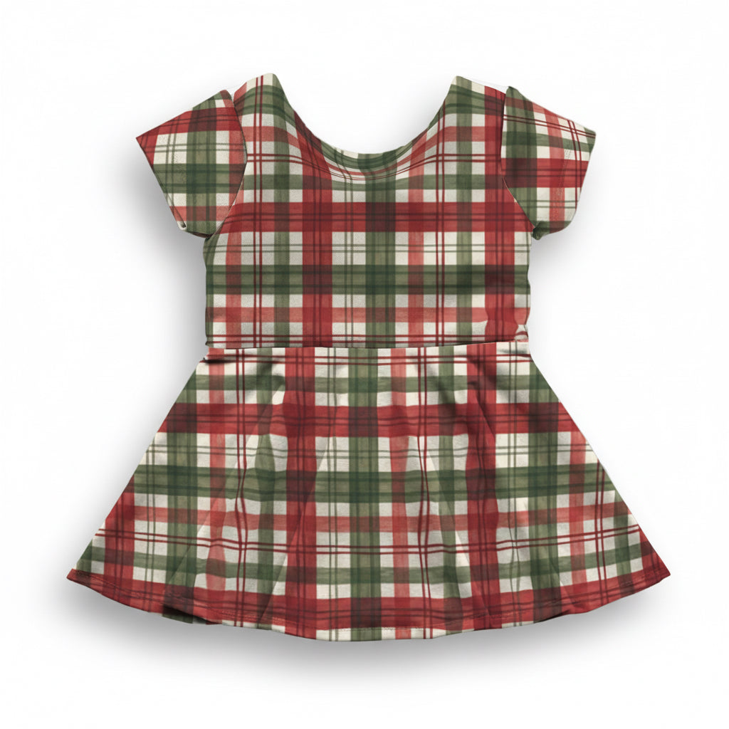 Holiday Plaid Peplum Top OR Dress