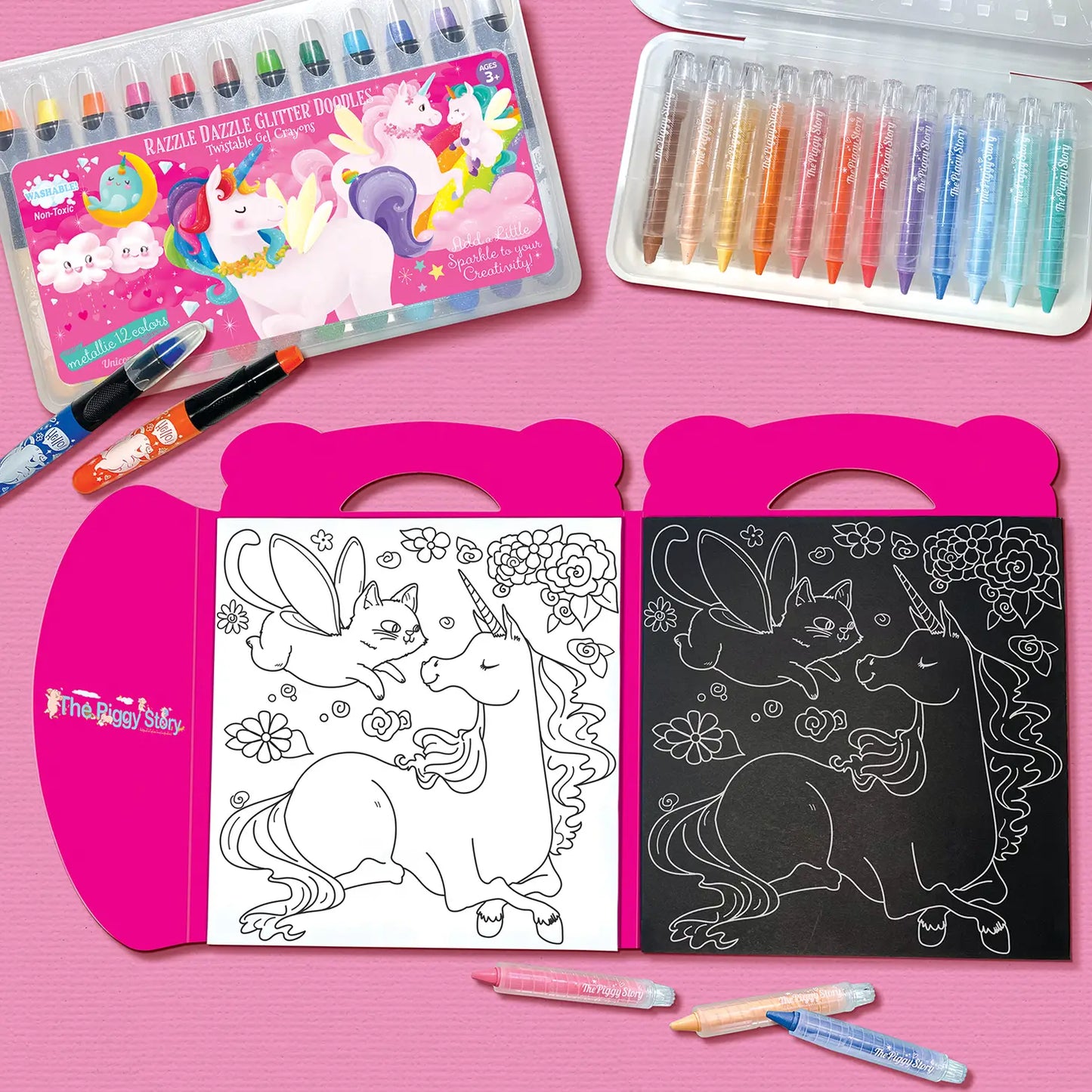 Color on Black, Color on White, 2-in-1 Tote Unicorn Fantasy