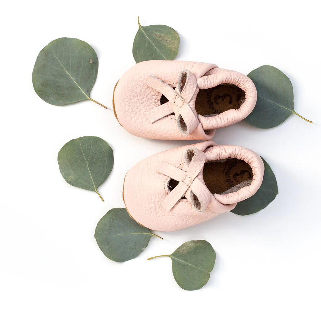 Leather Ballet Bow Flat - Rose Blush