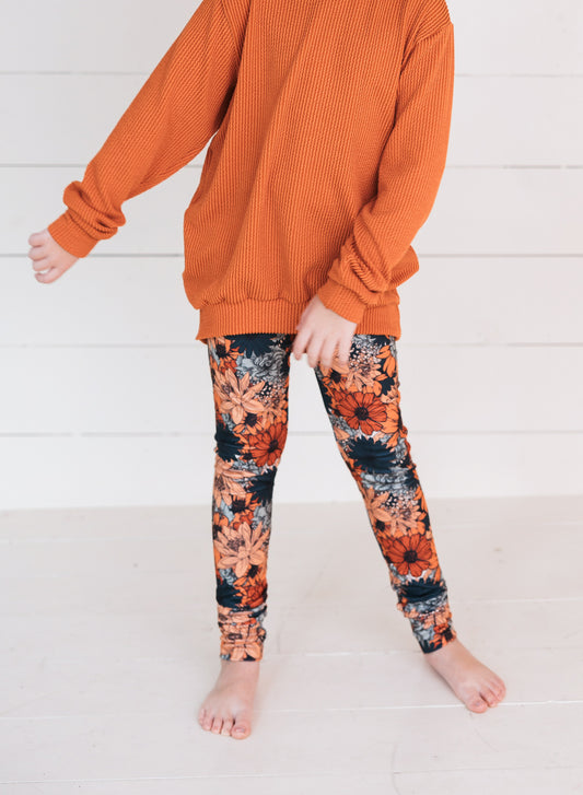 Pumpkin Spice Floral Leggings