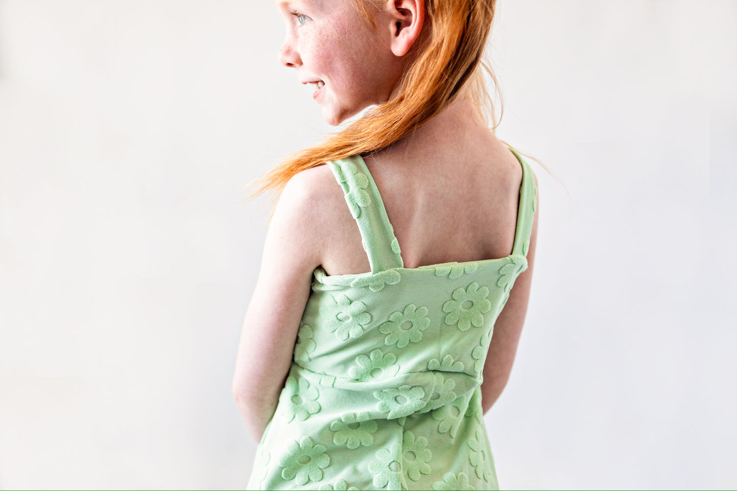 Lime Daisy Terry Romper