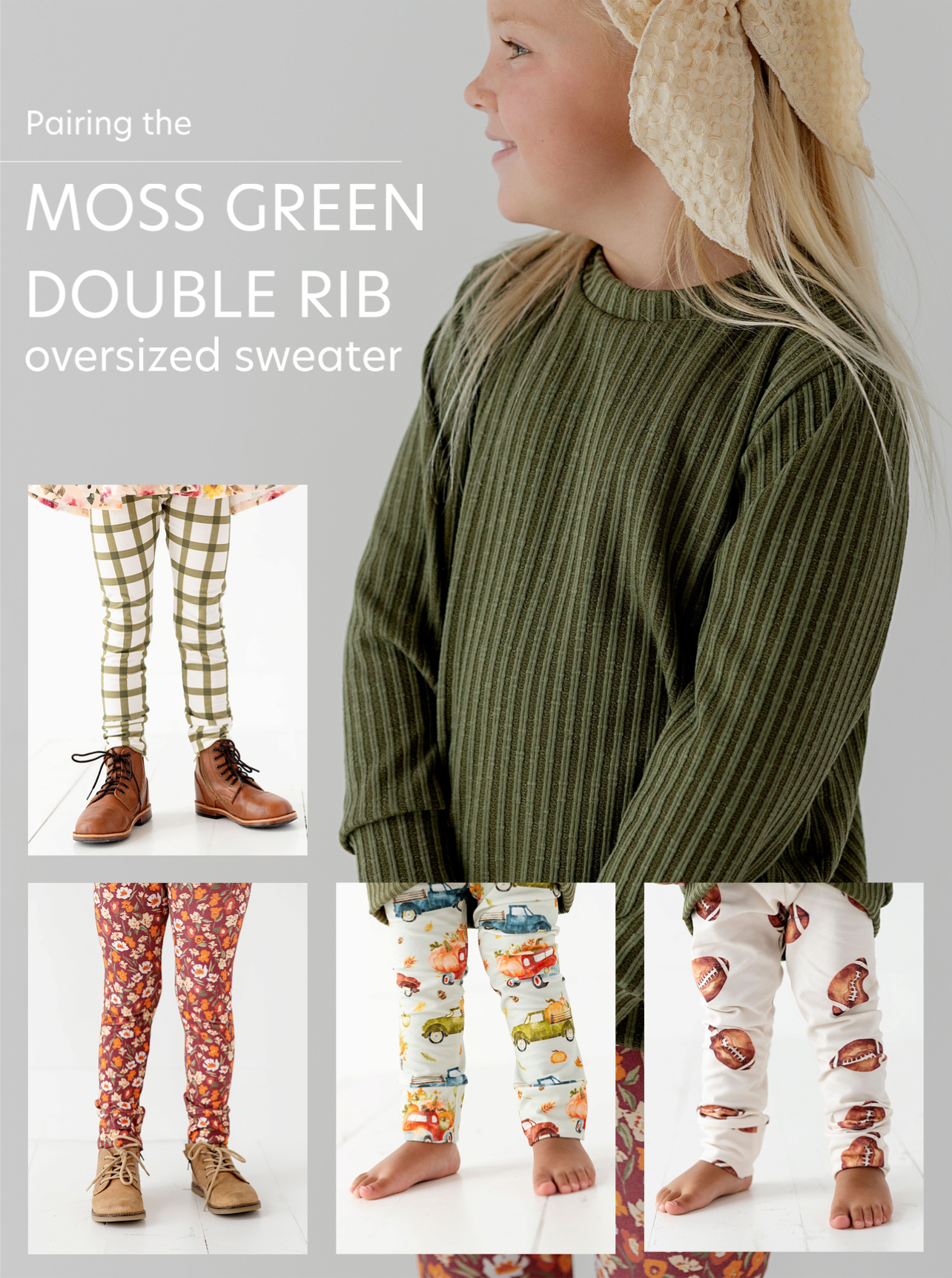 Moss Green Double Rib Oversized Sweater