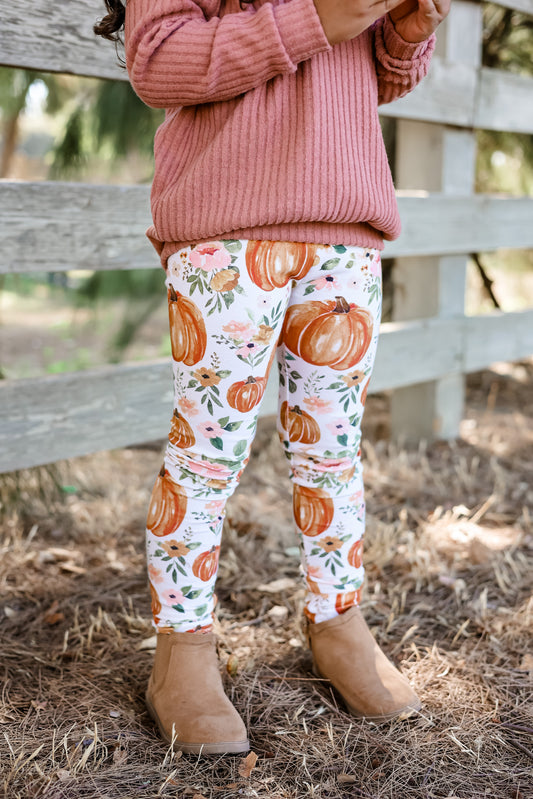Pumpkin Floral Leggings