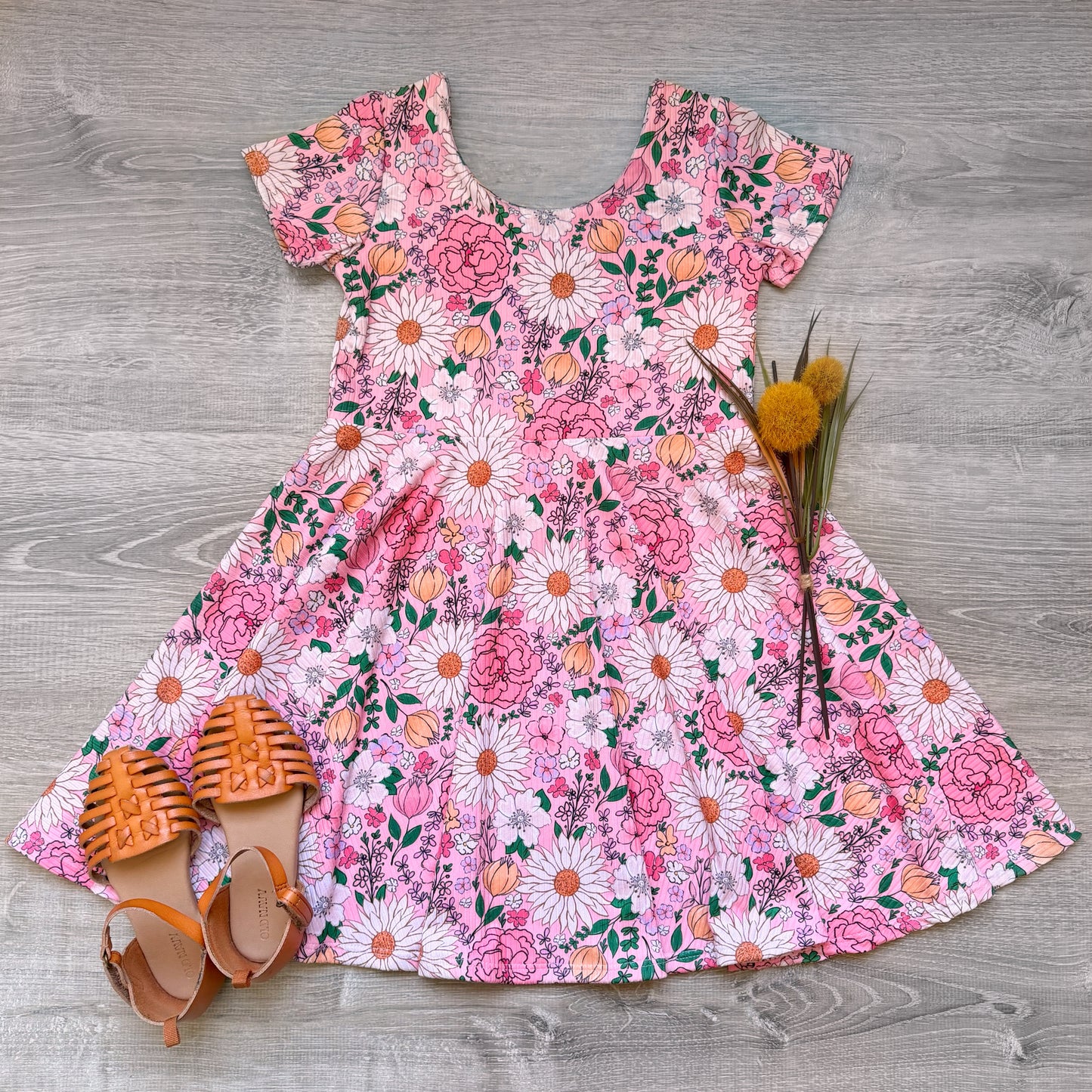 Ribbed Pink Floral Peplum Top OR Dress