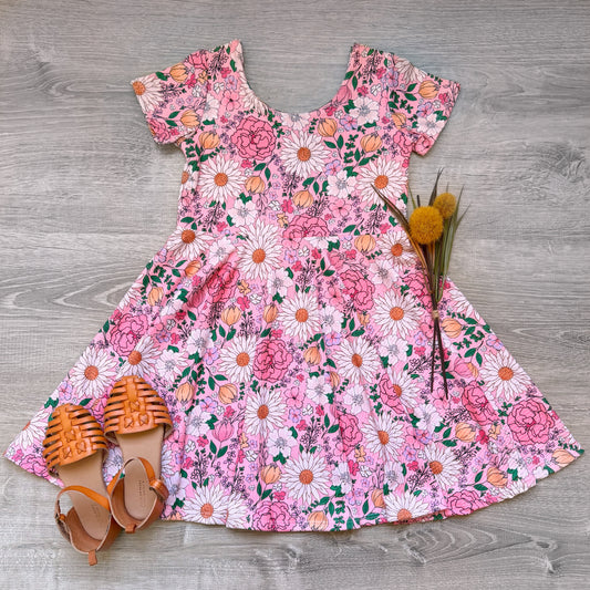 Ribbed Pink Floral Peplum Top OR Dress