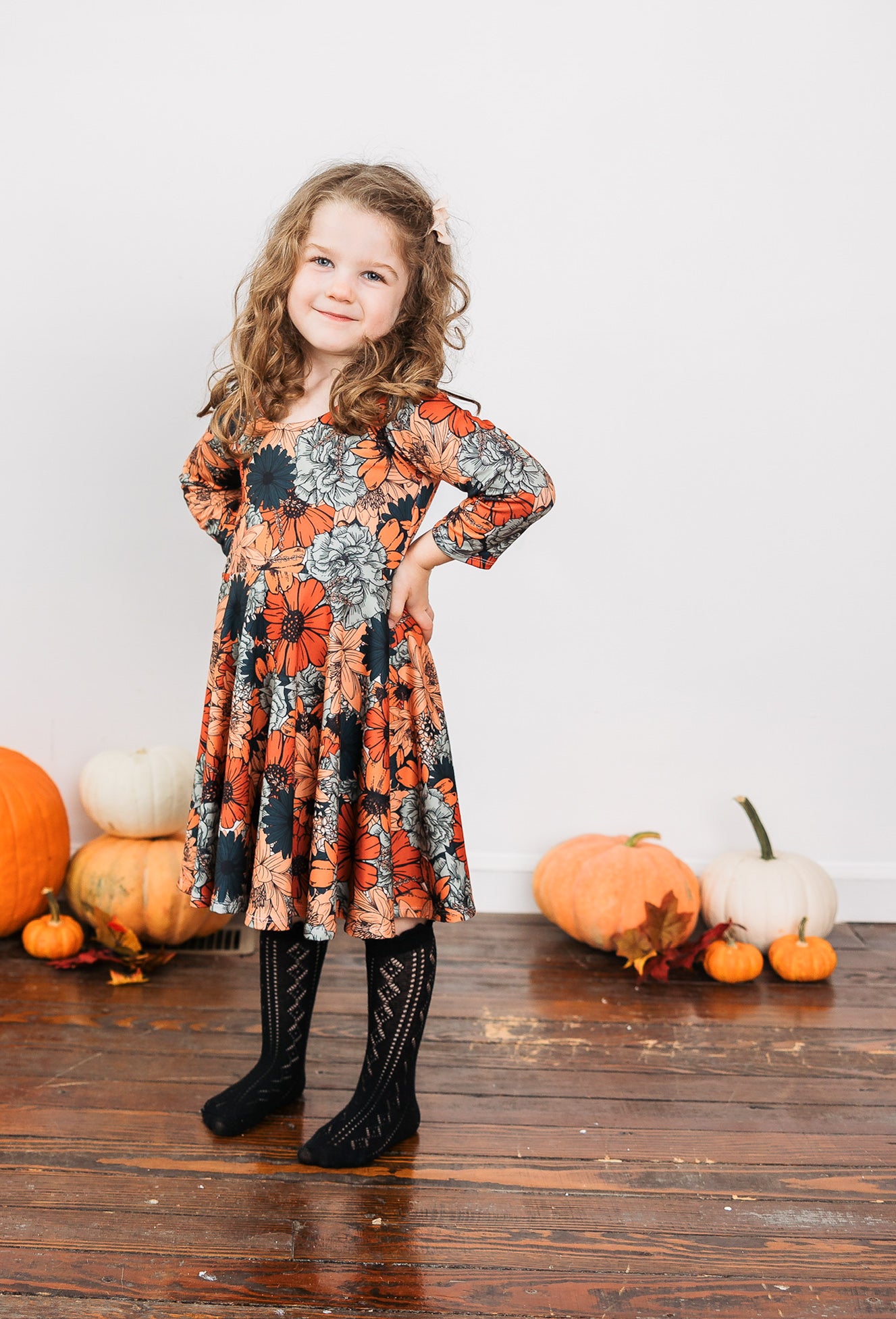 Pumpkin Spice Floral Peplum Top OR Dress