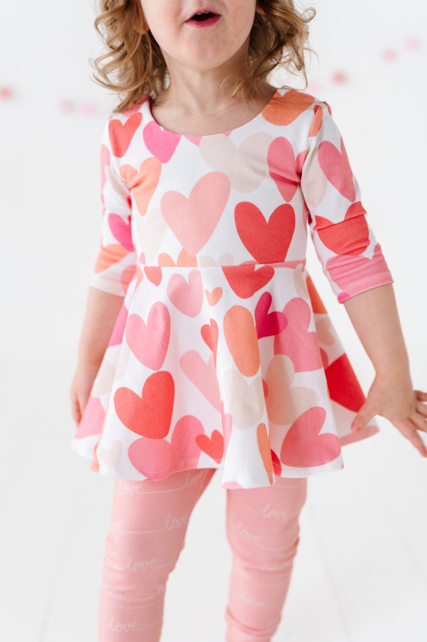Watercolor Hearts Peplum Top OR Dress