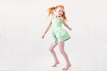 Lime Daisy Terry Romper