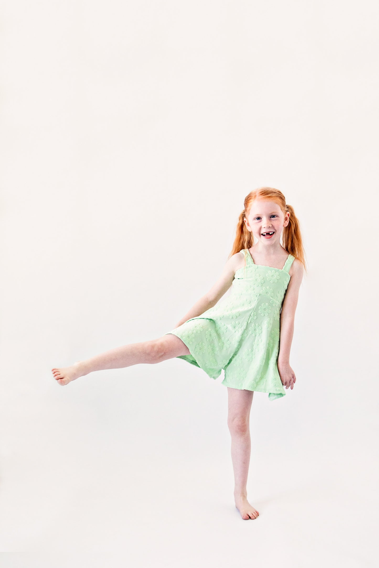Lime Daisy Terry Romper