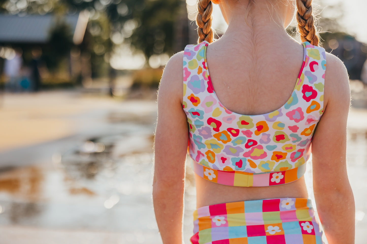Neon Floral Cheetah Reversible 2 Piece Swimsuit