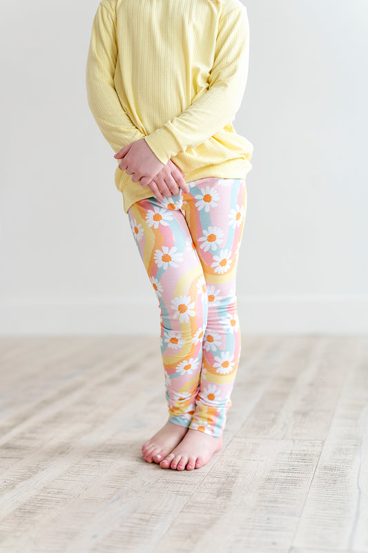 Retro Rainbow Floral Leggings