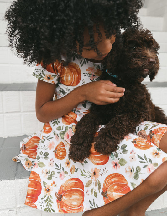 Pumpkin Floral Peplum Top OR Dress