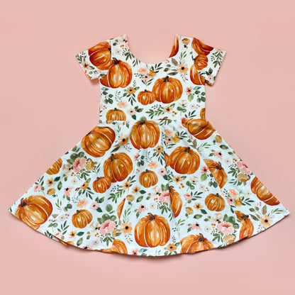 Pumpkin Floral Peplum Top OR Dress