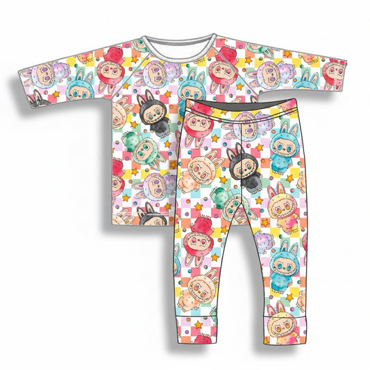 Rainbow Fluffy Monster Ribbed Jammies