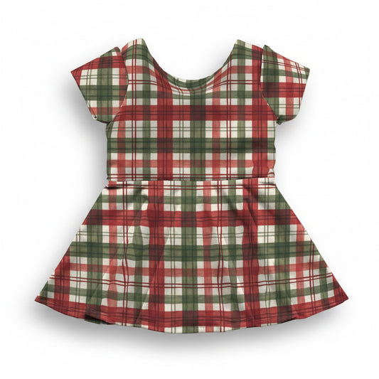 Holiday Plaid Peplum Top OR Dress
